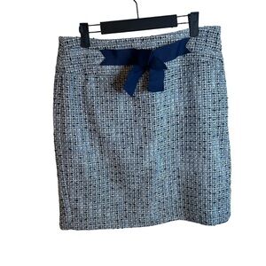LOFT BLUE TWEED BOW SKIRT